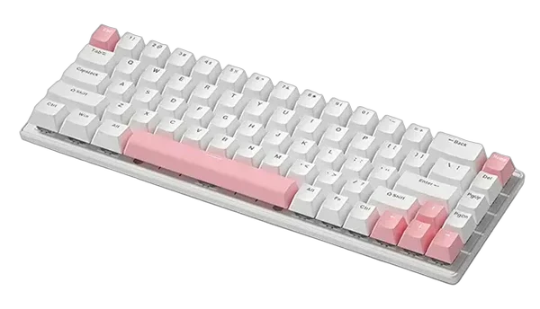 NOVA K68 (Blanc/Rose) NK68 – Clavier Mécanique Gamer Compact