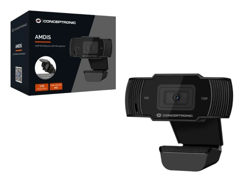 Webcam HD 720P AMDIS de Conceptronic avec microphone (AMDIS03B)